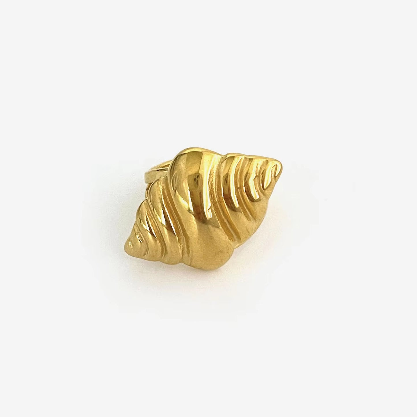 Peri'sbox Stainless Steel Conch Croissant Glossy Spiral Hollow Chunky Open Rings for Women