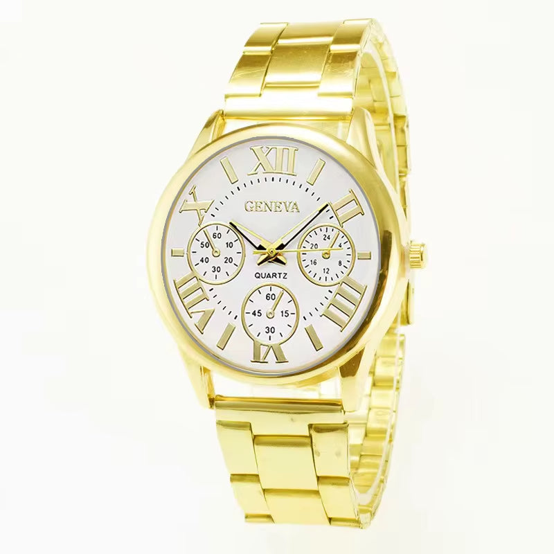 New Gold Quartz Watch Men Stainless Steel Casual Wristwatch
