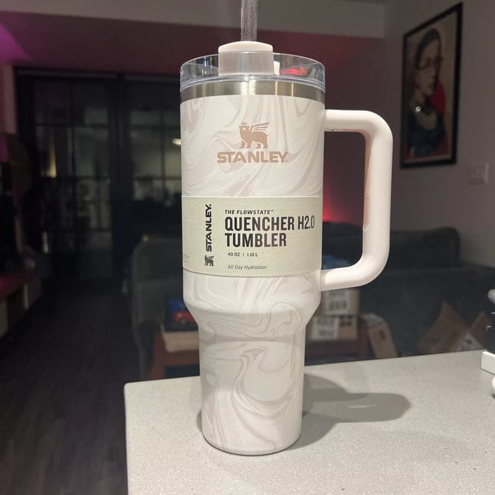 Marble  Design 40 OZ Stainless Steel Tumbler Large Capacity Thermal Bottle Double Vacuum Flasks