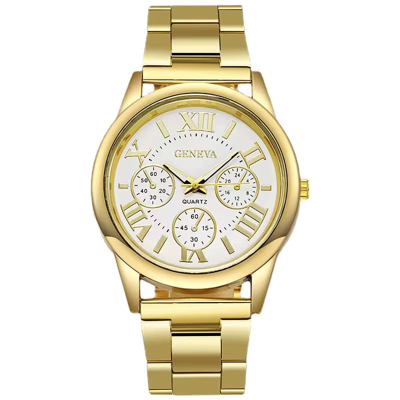 New Gold Quartz Watch Men Stainless Steel Casual Wristwatch