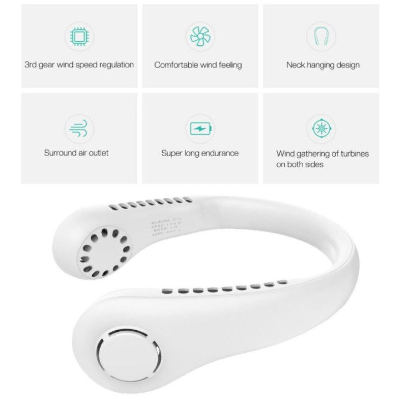 Bladeless Neck fan | Portable Rechargeable Fan (Random Colour)
