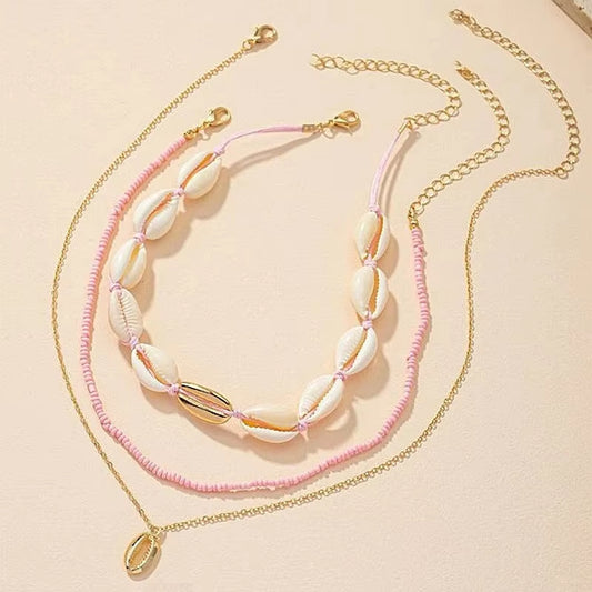 Multilayer Bohemian Rice Beaded Beach Pendant Necklace